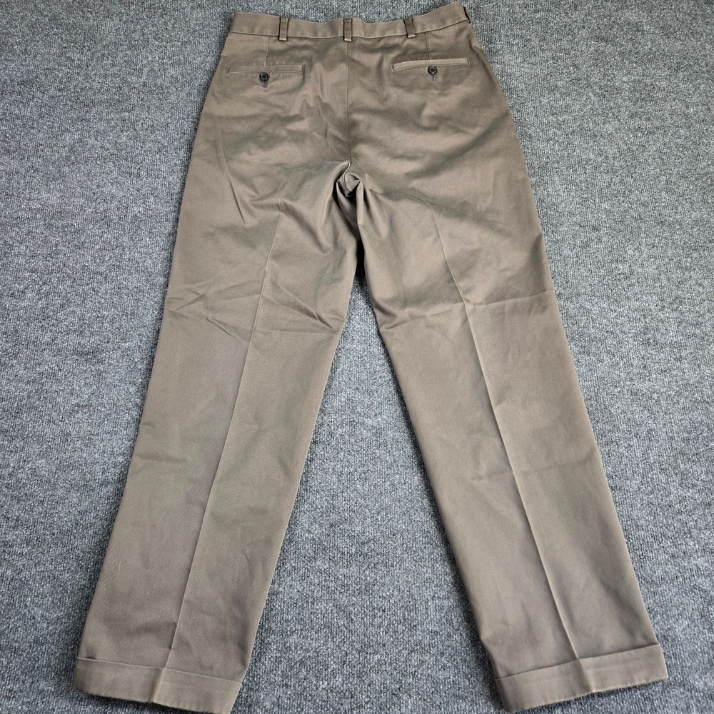 Brooks Brothers Pants Mens 35x33 Brown Tan Advantage Chino Elliot Pleated Cuffed - Picture 5 of 13